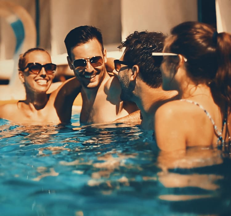 Residents of The Jaxon having a blast at our resort-style swimming pool