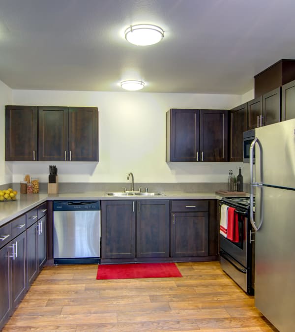 brown renovated Kitchen at The Addison Apartments in Vancouver,