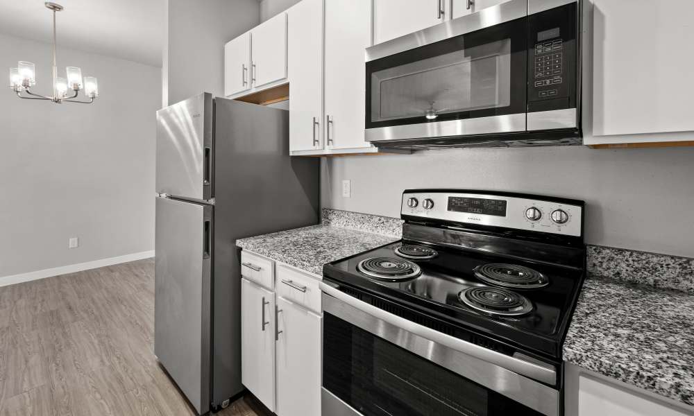 Kitchen withh white cabinetry at Retreat at Horizon Hills in El Paso, Texas