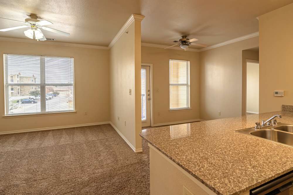 Nine foot ceilings and crown molding in apartment home at Blue Ridge in Midland, Texas
