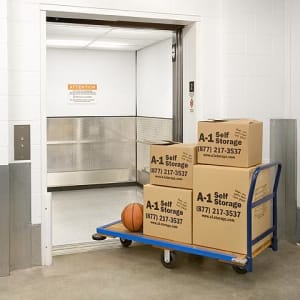 A-1 Self Storage has freight elevators and carts to make storage easy.