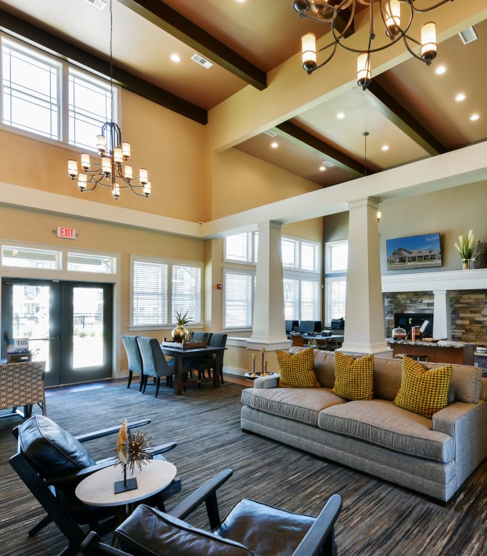 Spacious living room at Cottages at Abbey Glen Apartments in Lubbock, Texas