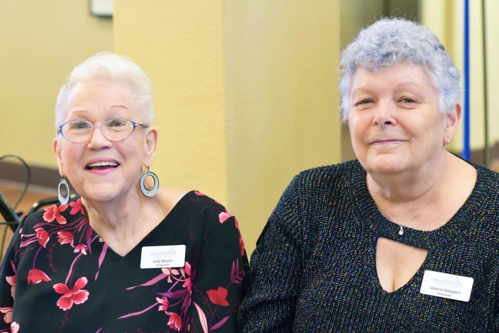 Two residents at Meadowlark Senior Living in Lebanon, Oregon