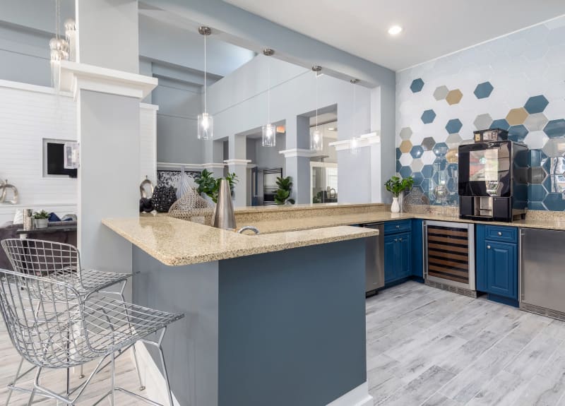 Spacious clubhouse with kitchen at Luxe at 1820 in Tampa, Florida