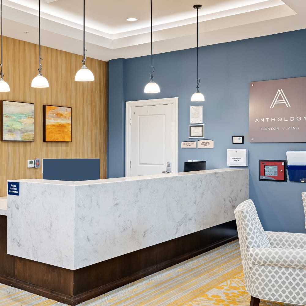 Receptionist desk at Anthology of Overland Park in Overland Park, Kansas