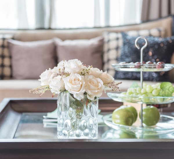 Cozy living room at The Gardens at Creekside