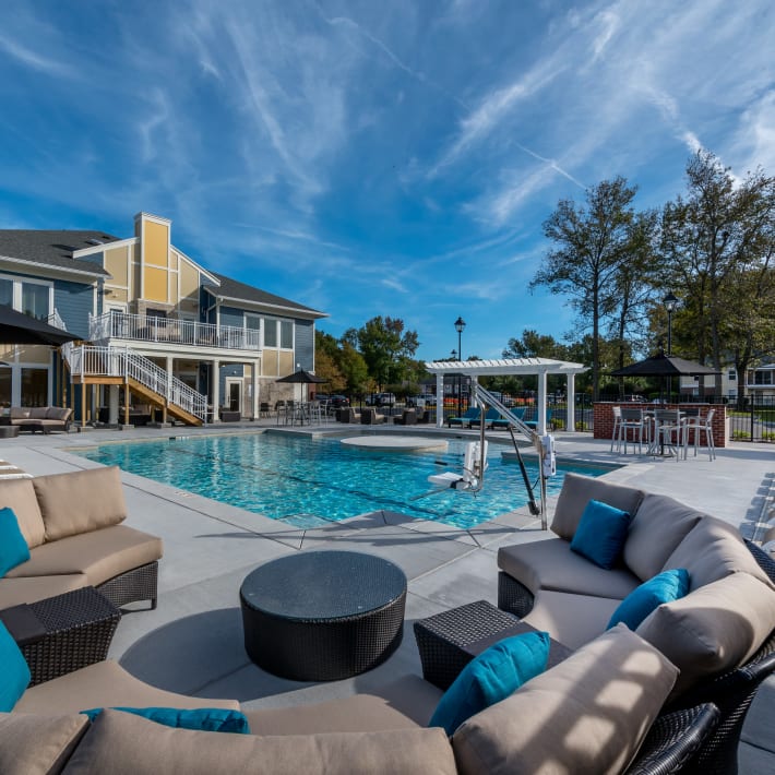 Resort-style pool at The Amber at Greenbrier, Chesapeake, Virginia