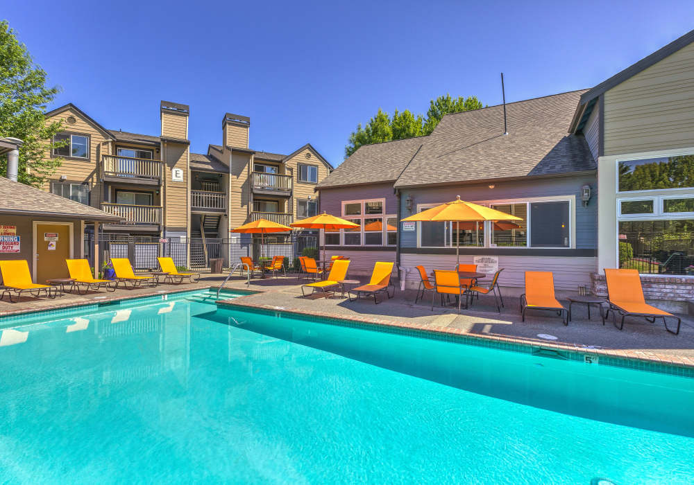 Resort-style pool at Foundry on Fifth in Renton, Washington