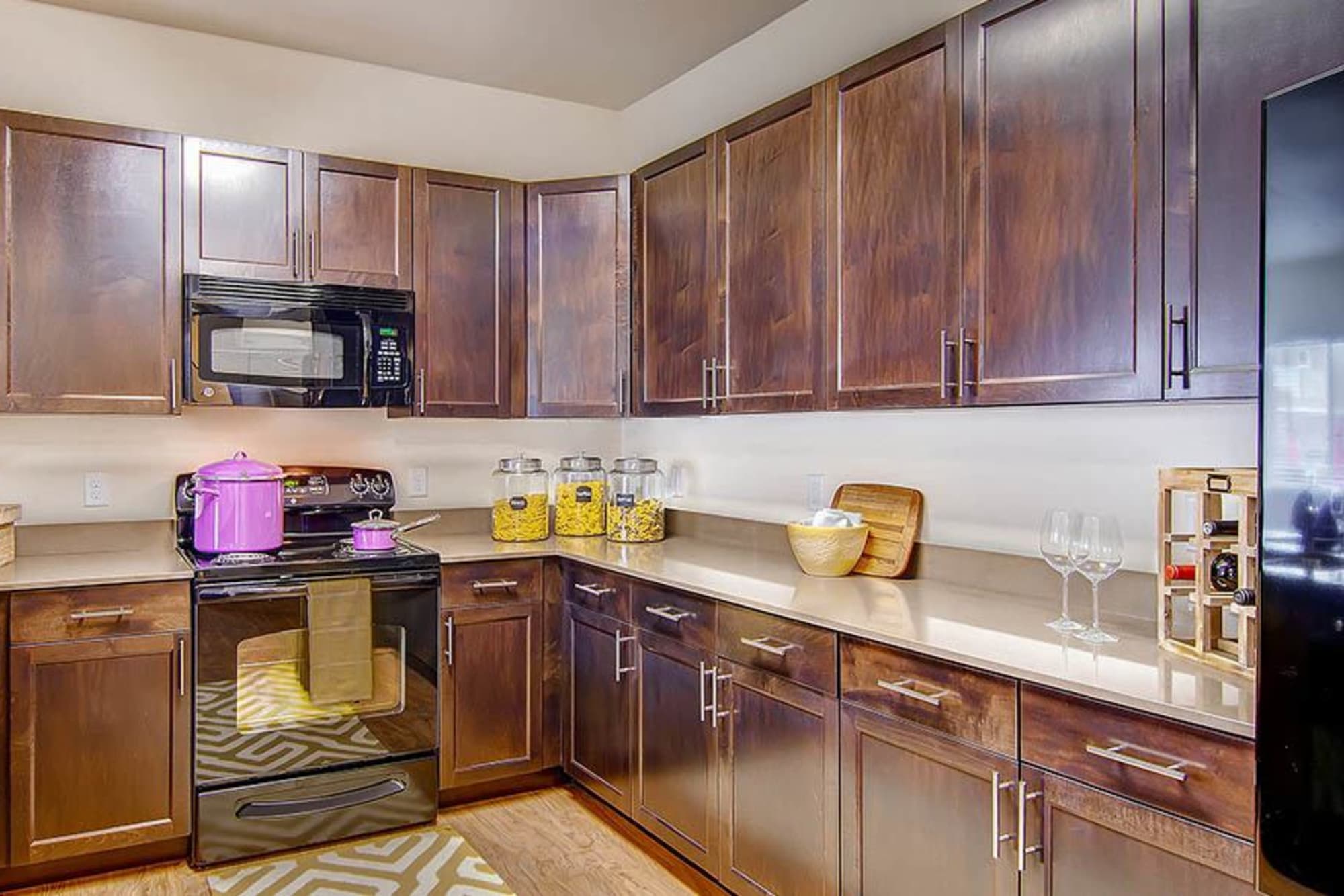 A beautiful kitchen at M2 Apartments in Denver, Colorado