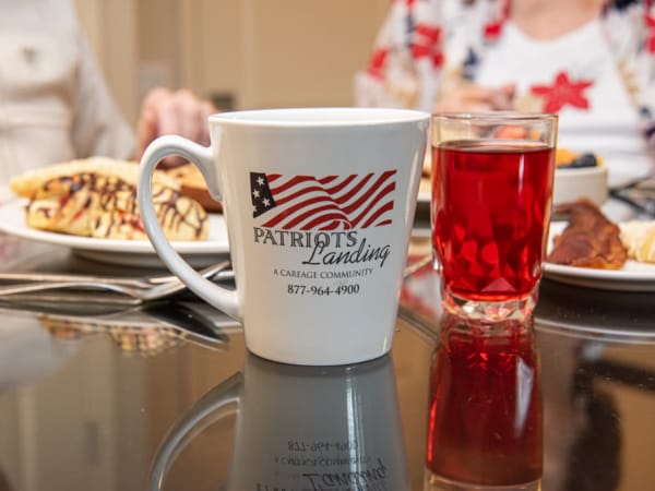 Residents eating breakfast at Patriots Landing in DuPont, Washington. 