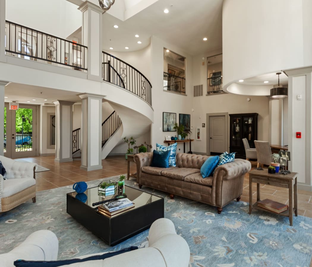 Fitness center with a gorgeous view at 45Eighty Dunwoody Apartment Homes in Dunwoody, Georgia