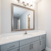 Rendering bathroom vanity apartment at Indigo in San Antonio, Texas