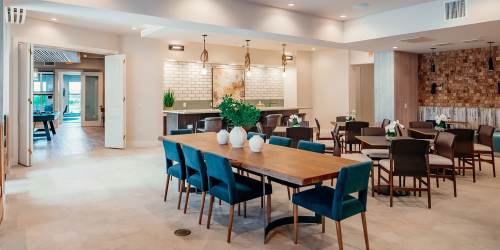 Clubhouse large dining at The Hamilton at Garden Valley in Waxahachie, Texas, 
