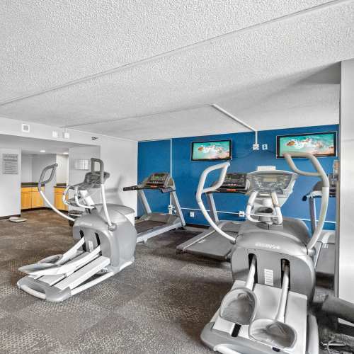 Fitness center at The Parker at Seventh in Des Moines, Iowa