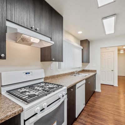 A bright kitchen at Coral Sea Cove in Port Hueneme, California