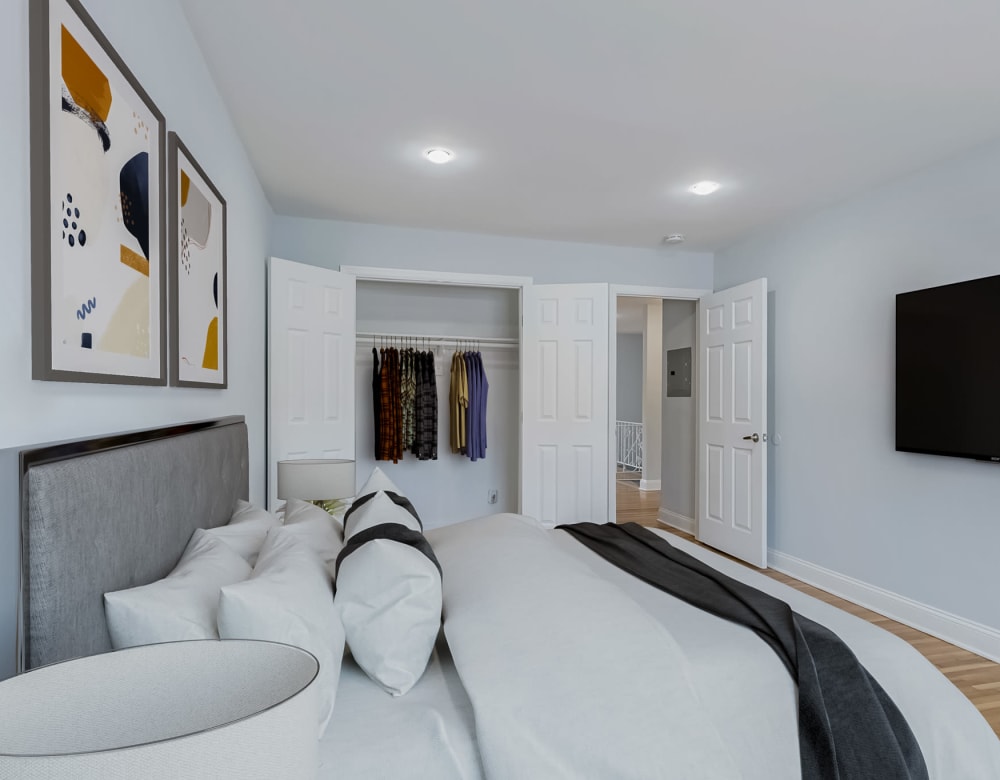 Large bedroom closet at Grove Gardens in Freeport, New York