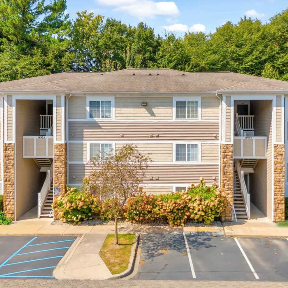 Exterior view of the apartment at Timber View Apartments in Grand Haven, Michigan