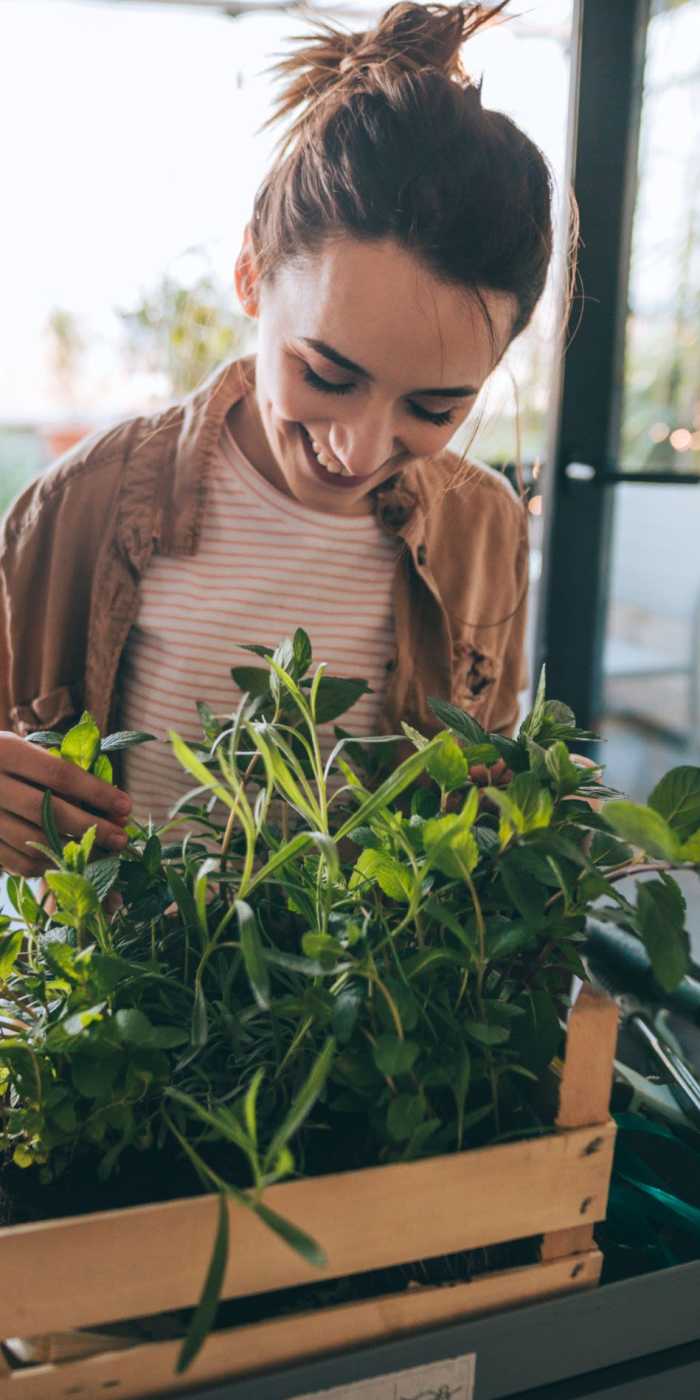 Resident gardening at Allegro in Lynnwood, Washington
