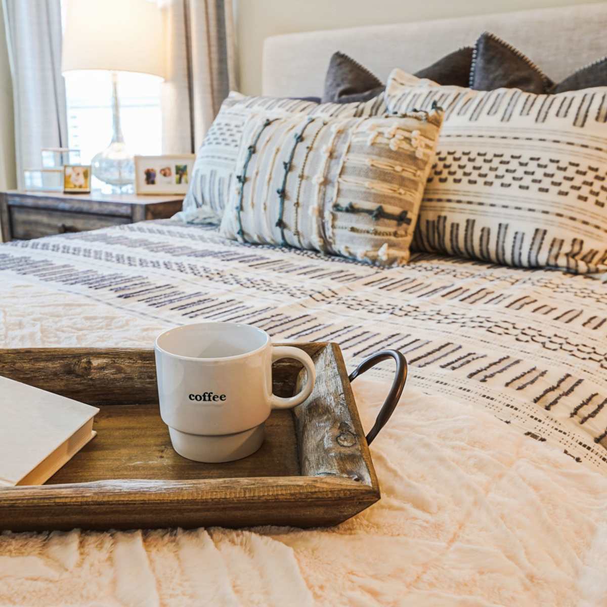 Model bedrooms at Harmony at Avon in Avon, Indiana