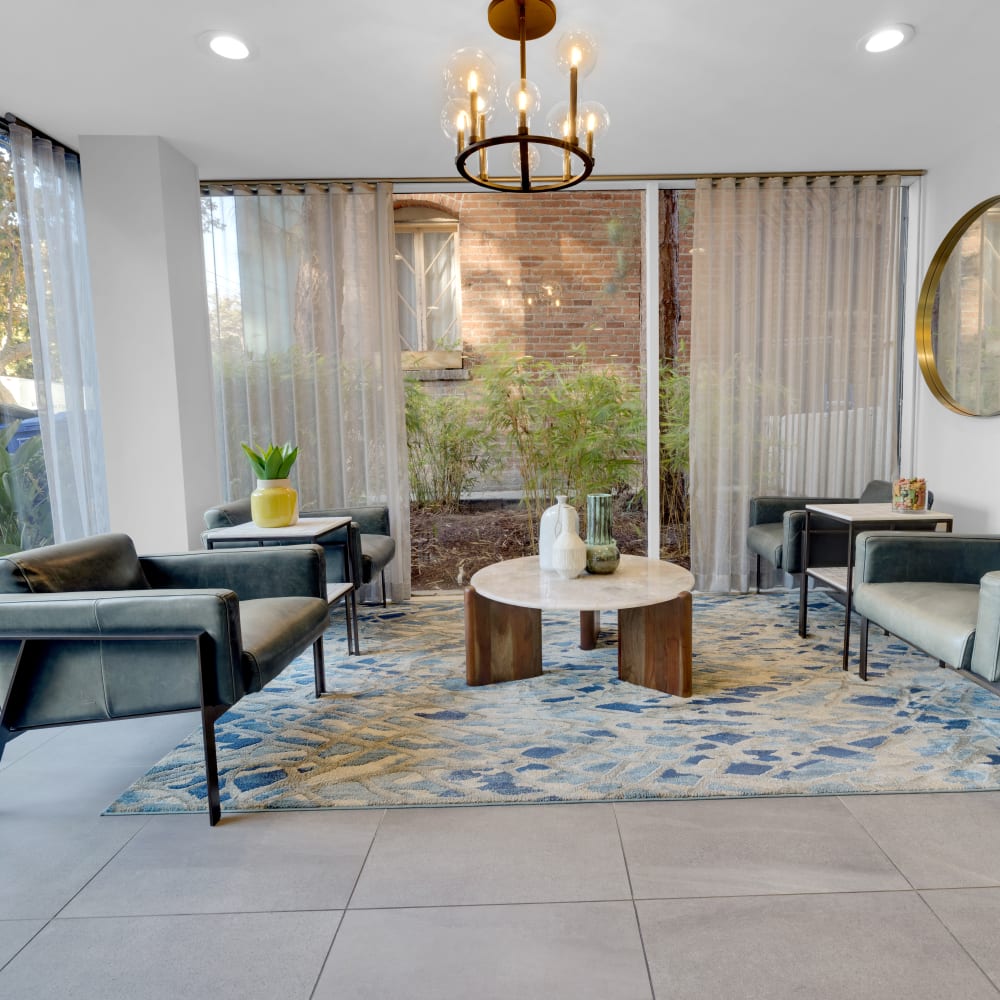 Stylish lobby at The Tower at Hollywood Hills, Los Angeles, California