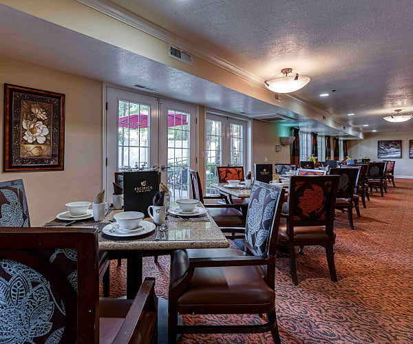 Spacious dining room at Pacifica Senior Living Millcreek in Salt Lake City, Utah