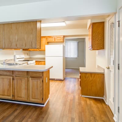 Looking into the kitchen in a home at Castle Acres in Norfolk, Virginia