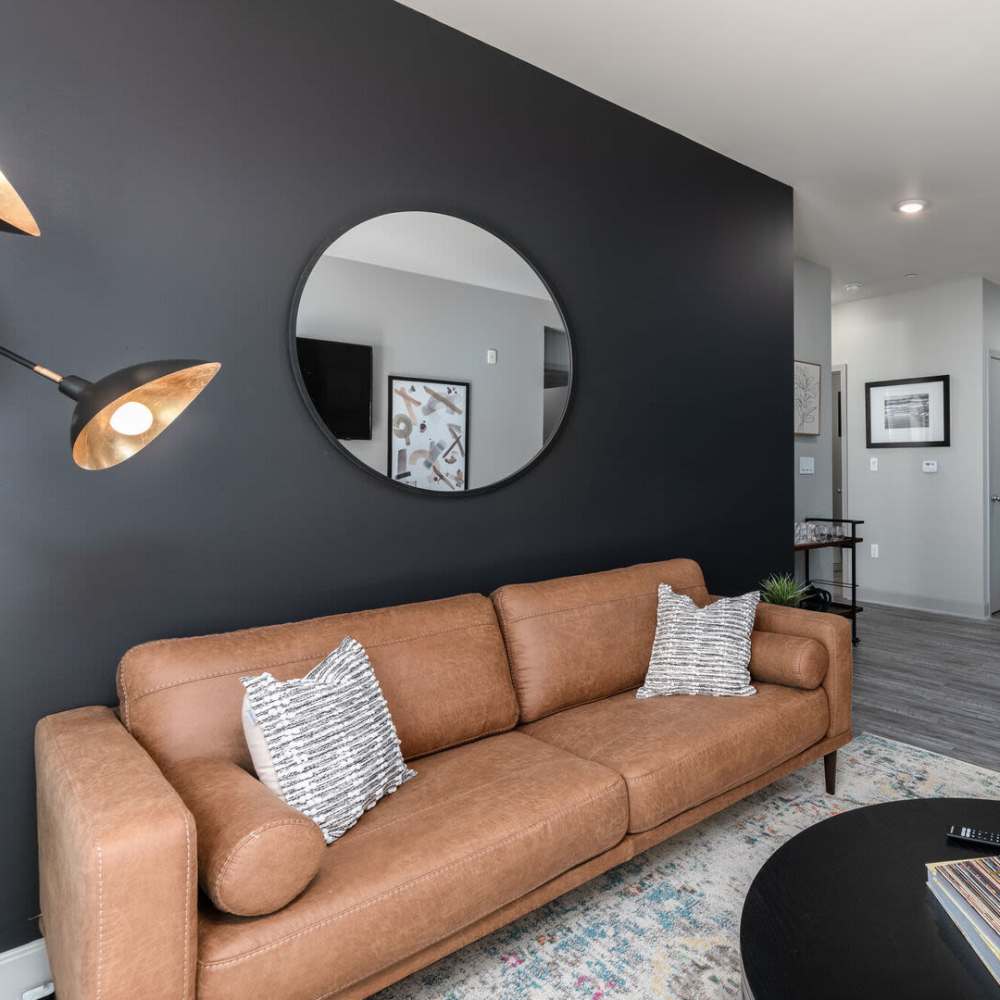 Spacious living room at Current at The Banks in Cincinnati,Ohio
