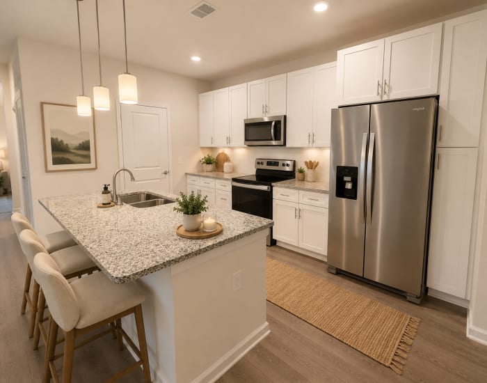 Modern updated kitchen at Crescent Park Commons in Greer, South Carolina