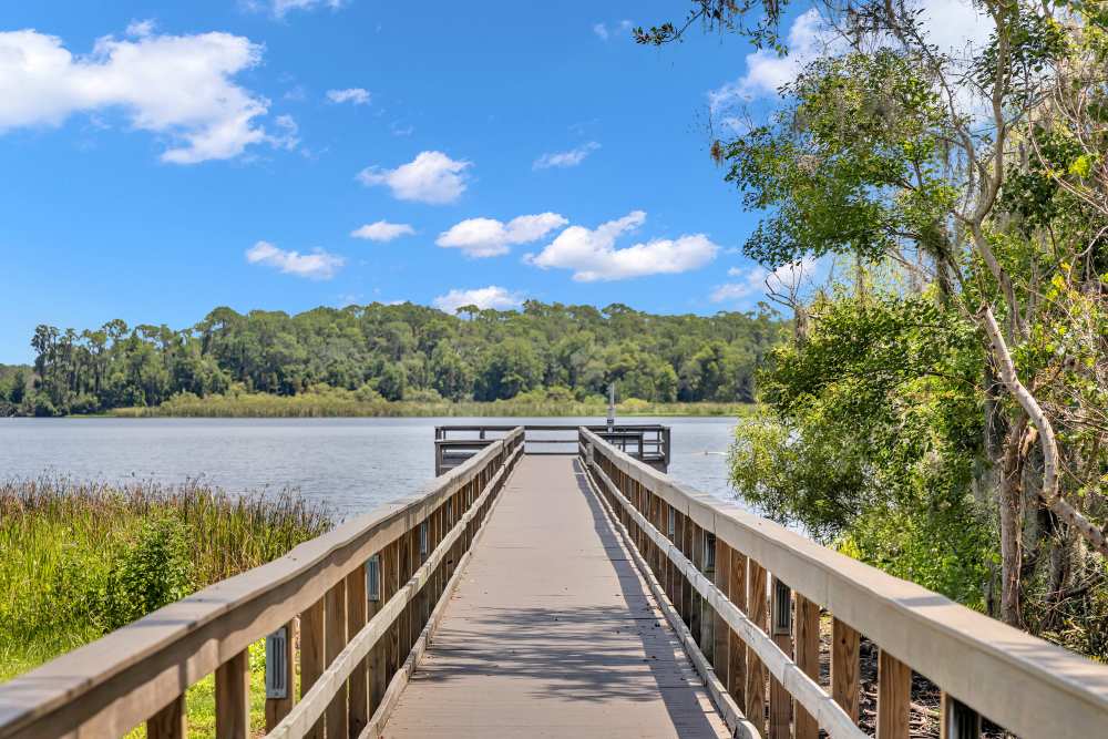 Deck on the lake at Lake Carlton Arms in Lutz, Florida
