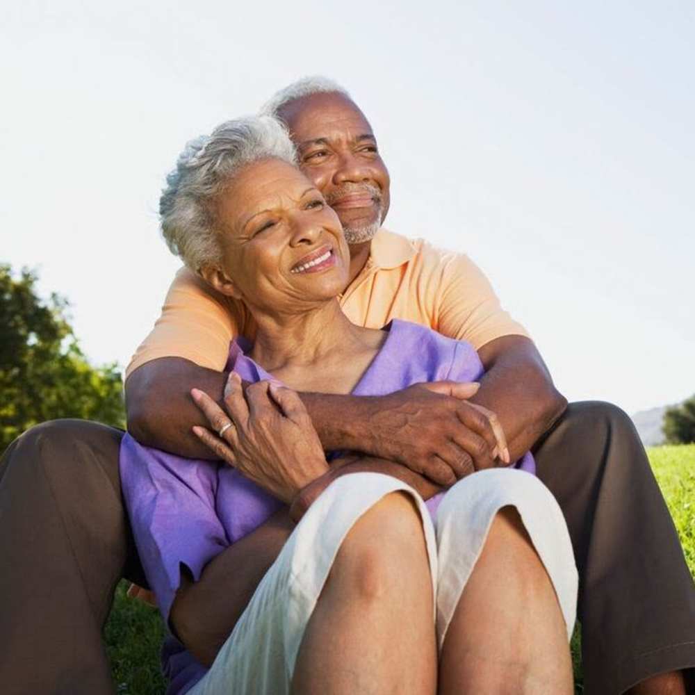 A happy senior resident couple at Miyako Gardens in Los Angeles,California