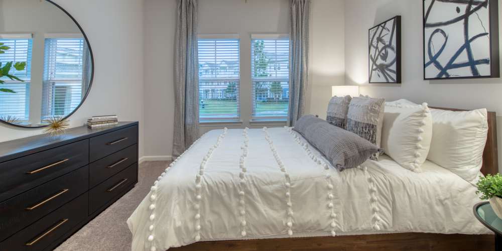 Cozy bedroom at The Mason in Augusta, Georgia