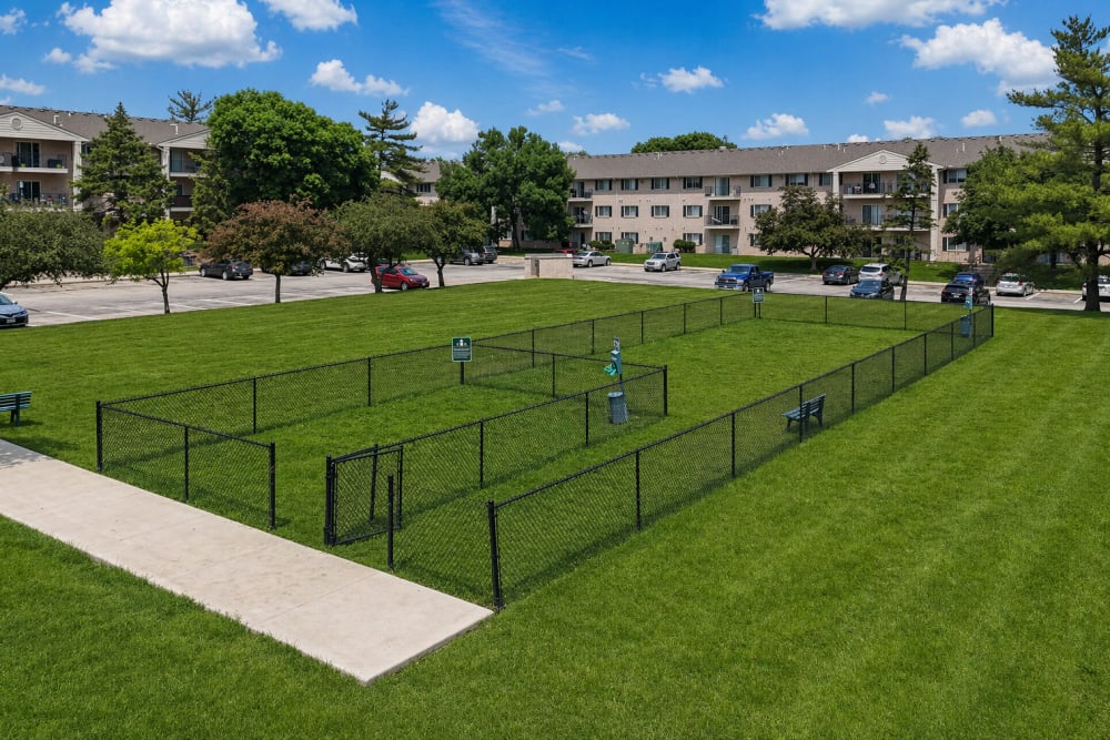 On-site dog park at Cambridge Court Apartments in West Des Moines, Iowa