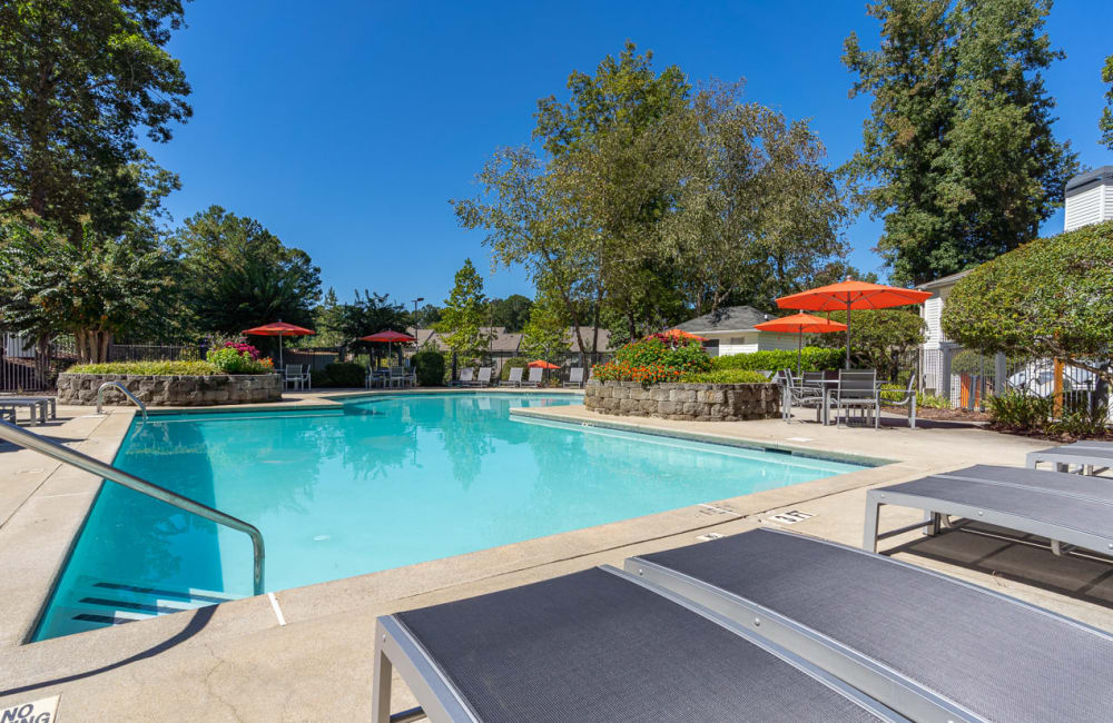 Sparkling swimming pool at The Hundred Exchange in Fayetteville, Georgia