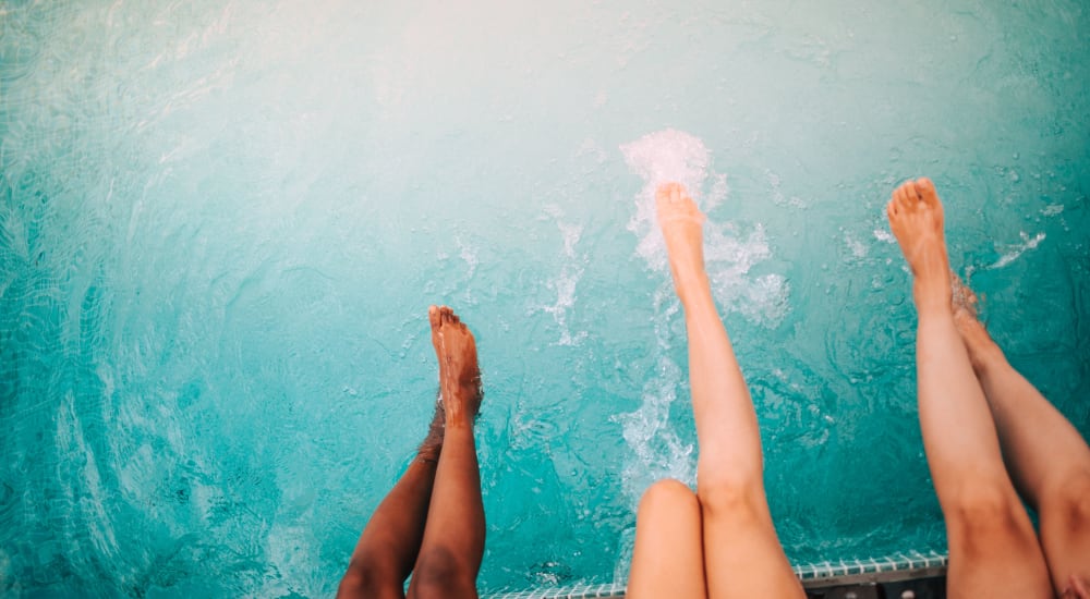 Residents in pool at Bridgeview Apartments in San Diego, California