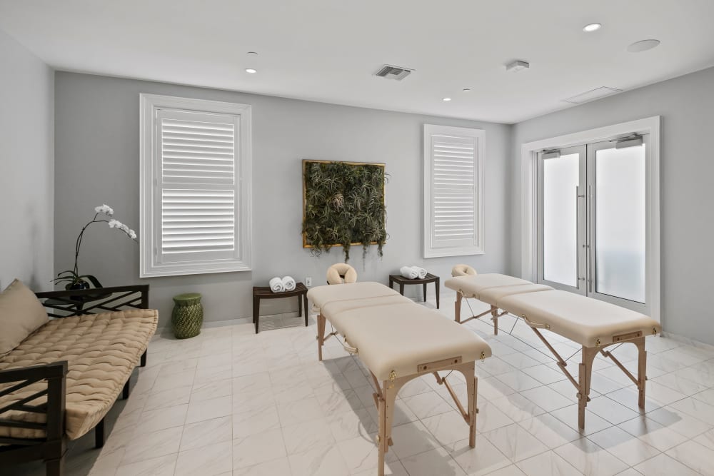 Massage tables in the spa at Oceanside Lantana in Lantana, Florida
