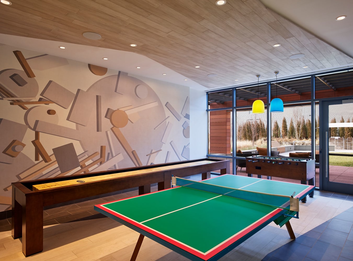 Cubhouse with a ping pong table at Solaire 8250 Georgia in Silver Spring, Maryland