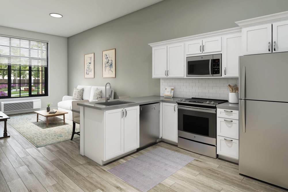 Kitchen in senior apartment at Anthology of Boynton Beach in Boynton Beach, Florida