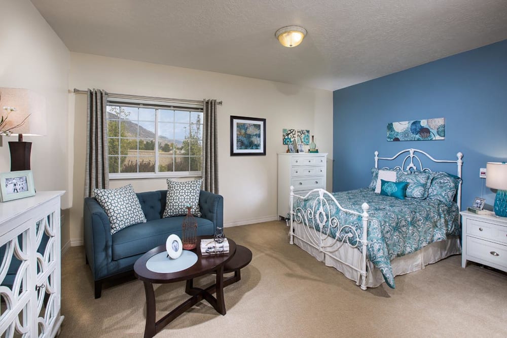 Bedroom in apartment at The Charleston at Cedar Hills in Cedar Hills, Utah