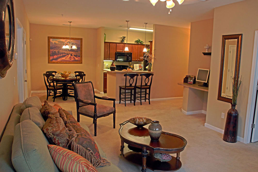 Dining room and kitchen at The Gardens on Stadium in Phenix City, Alabama