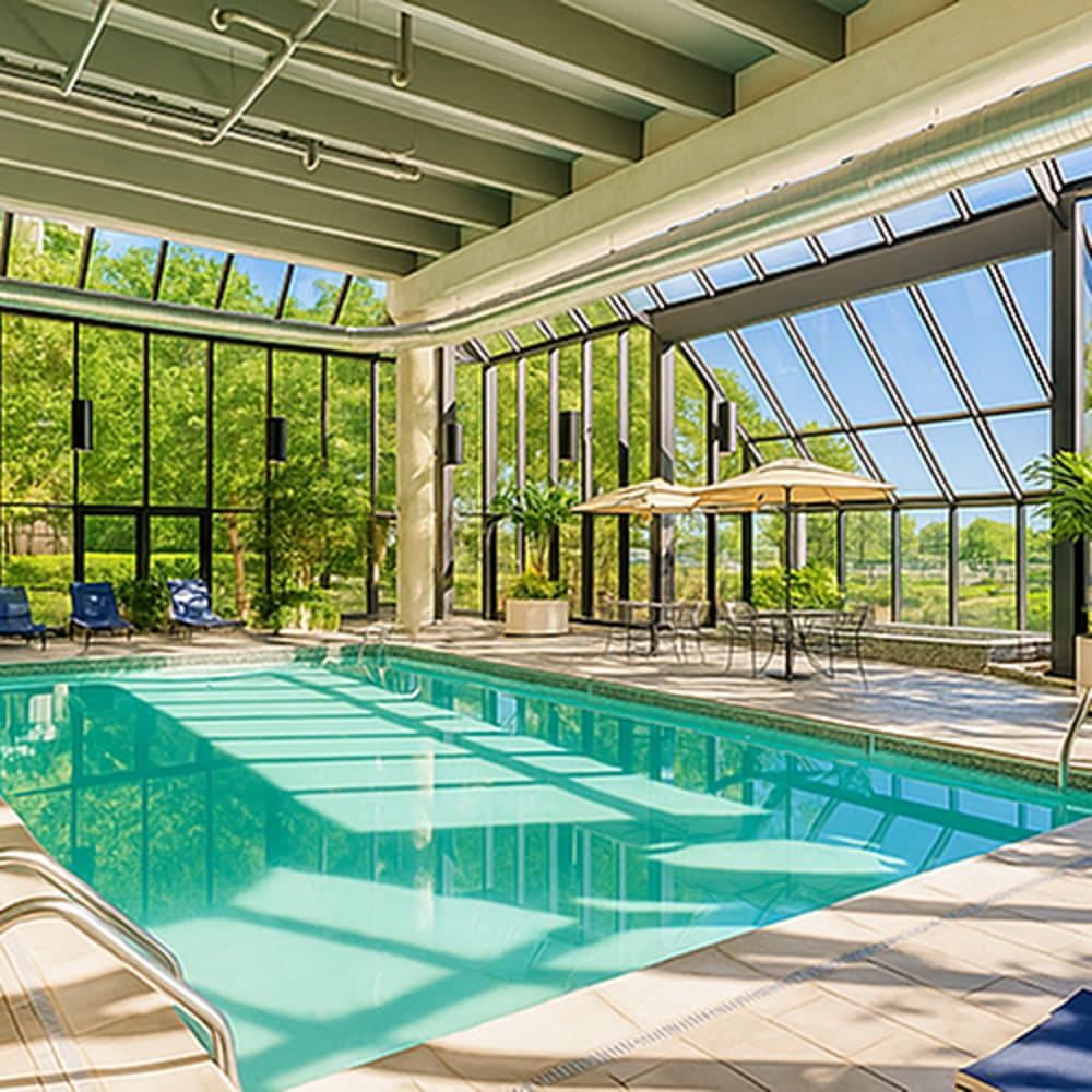 Indoor swimming pool at Riverfront Towers in Detroit, Michigan