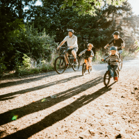 Residents riding their bikes near at The Colony Uptown in San Antonio, Texas