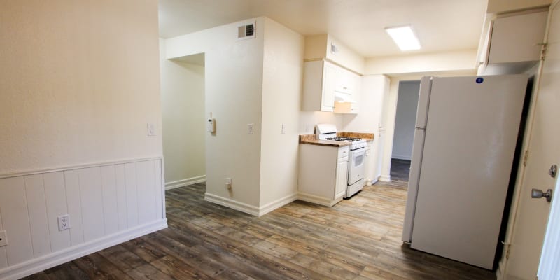 Inside a home with wood floors at Home Terrace in San Diego, California