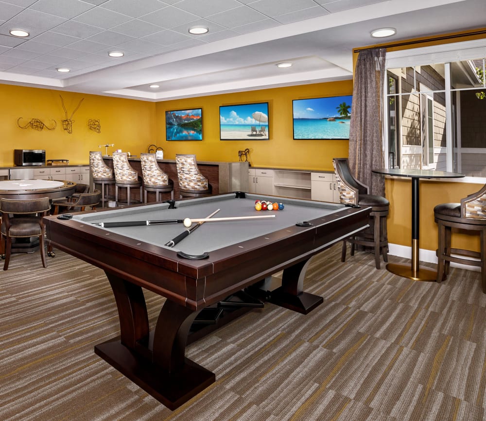 Club Room at Clearwater at North Tustin in Santa Ana, California. 