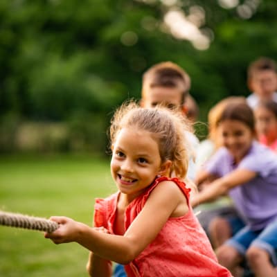 Kids playing at park near Town Center in Joint Base Lewis McChord, Washington