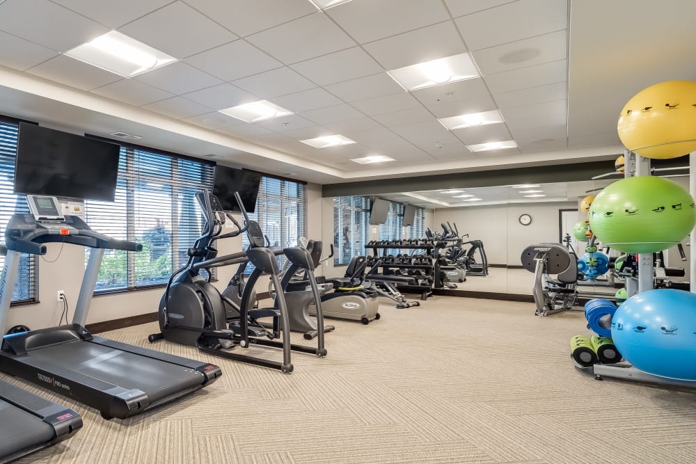 A fitness center at Applewood Pointe of Maple Grove at Arbor Lakes in Maple Grove, Minnesota.