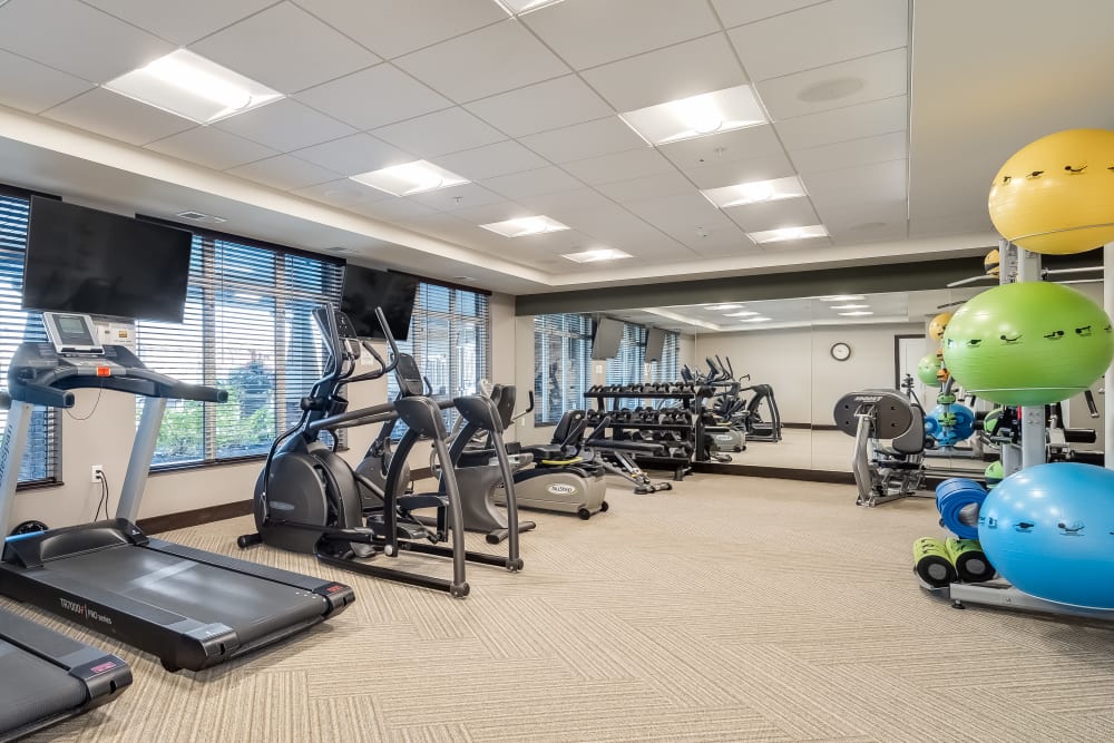 A fitness center at Applewood Pointe of Maple Grove at Arbor Lakes in Maple Grove, Minnesota. 