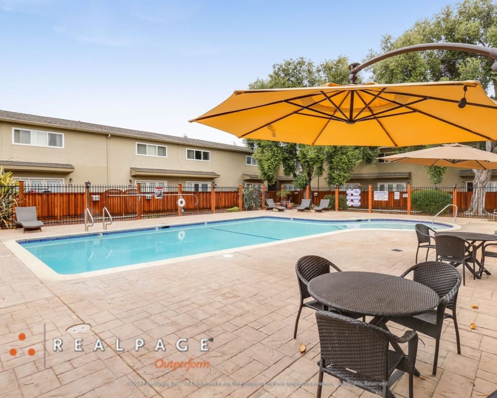 Pool and sundeck at Washington Townhomes in San Lorenzo, California