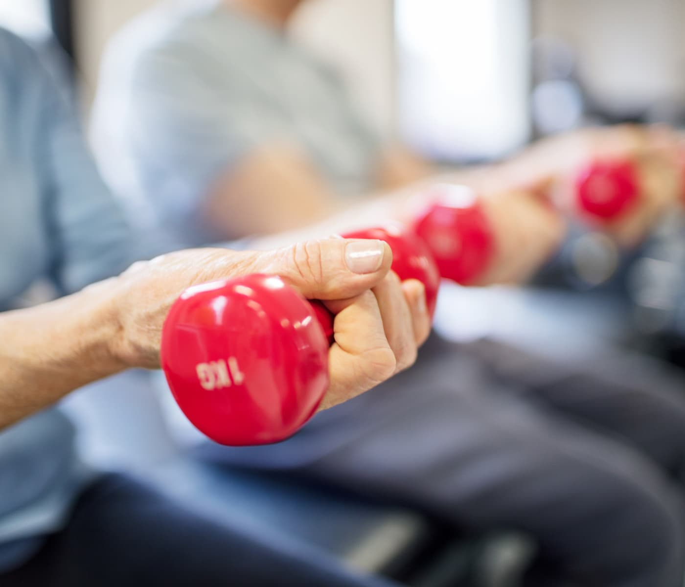 Residents working out at The Cascades Senior Apartments in Cumberland, Maryland
