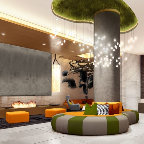 Fireside lounge at Solaire 8200 Dixon in Silver Spring, Maryland