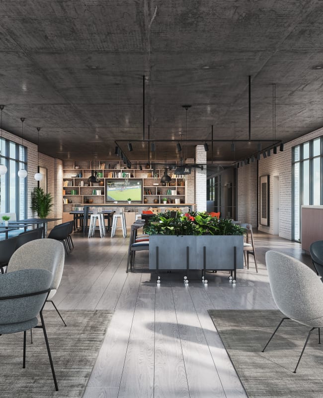 Beautifully decorated clubhouse interior at The Wayland in St Petersburg, Florida